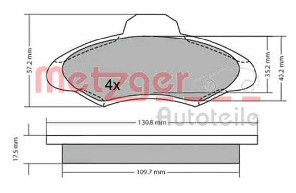 1170329 METZGER Комплект тормозных колодок, дисковый тормоз (фото 1)