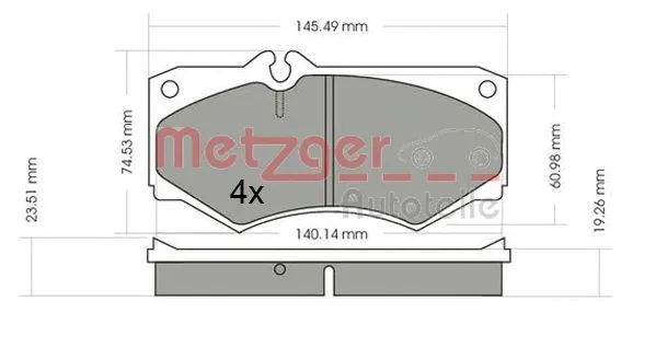 1170351 METZGER Комплект тормозных колодок, дисковый тормоз (фото 3)