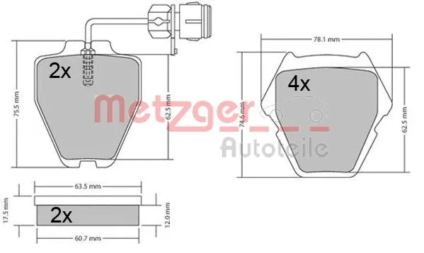 1170364 METZGER Комплект тормозных колодок, дисковый тормоз (фото 4)
