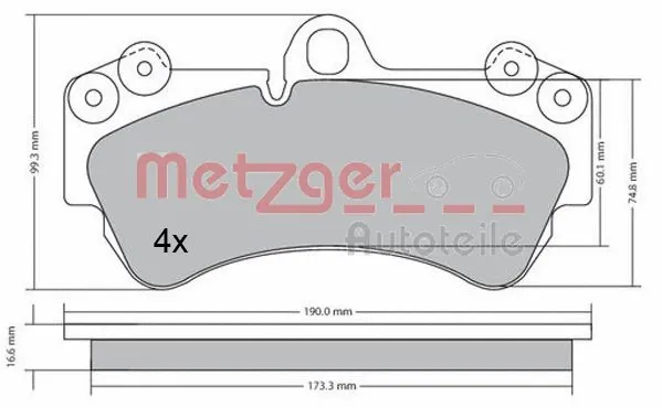 1170405 METZGER Комплект тормозных колодок, дисковый тормоз (фото 3)