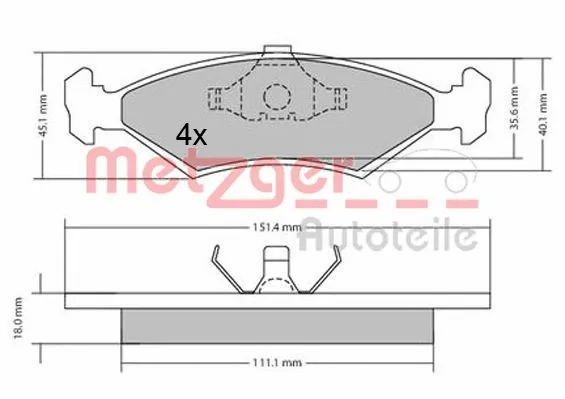 1170426 METZGER Комплект тормозных колодок, дисковый тормоз (фото 3)