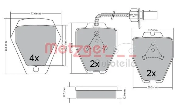 1170478 METZGER Комплект тормозных колодок, дисковый тормоз (фото 4)