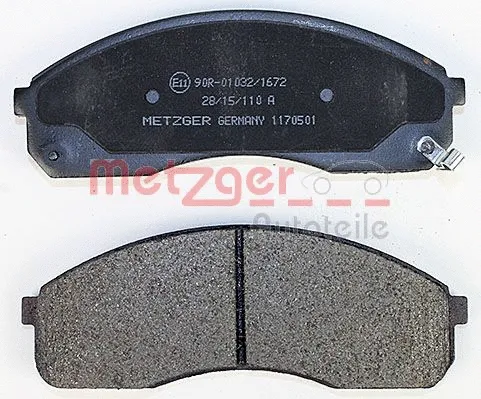 1170501 METZGER Комплект тормозных колодок, дисковый тормоз (фото 2)