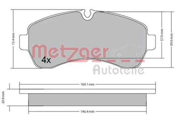 1170521 METZGER Комплект тормозных колодок, дисковый тормоз (фото 3)