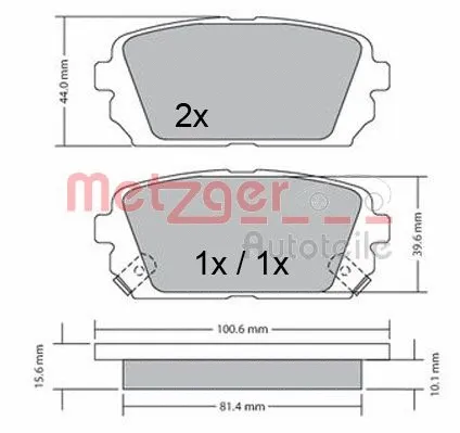 1170522 METZGER Комплект тормозных колодок, дисковый тормоз (фото 3)