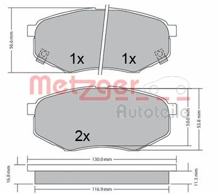 1170524 METZGER Комплект тормозных колодок, дисковый тормоз (фото 4)
