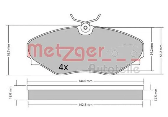 1170537 METZGER Комплект тормозных колодок, дисковый тормоз (фото 3)
