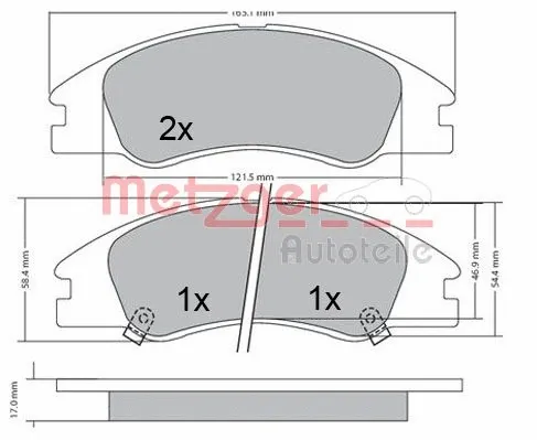 1170540 METZGER Комплект тормозных колодок, дисковый тормоз (фото 3)