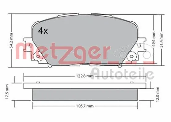 1170639 METZGER Комплект тормозных колодок, дисковый тормоз (фото 3)