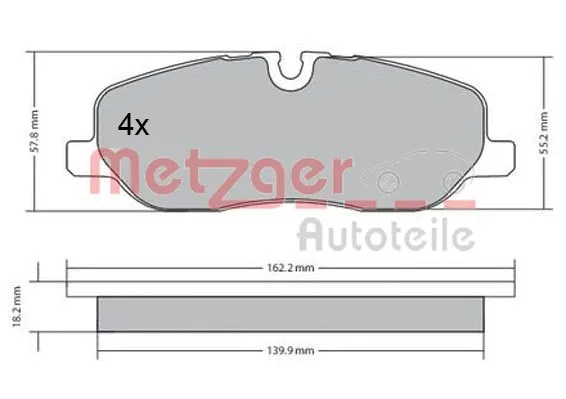 1170668 METZGER Комплект тормозных колодок, дисковый тормоз (фото 3)