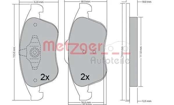 1170672 METZGER Комплект тормозных колодок, дисковый тормоз (фото 4)