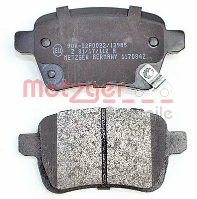 1170842 METZGER Комплект тормозных колодок, дисковый тормоз (фото 2)
