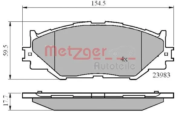 1170867 METZGER Комплект тормозных колодок, дисковый тормоз (фото 3)