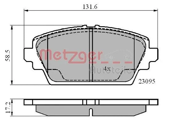 1170870 METZGER Комплект тормозных колодок, дисковый тормоз (фото 2)