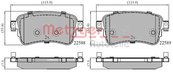 1170901 METZGER Комплект тормозных колодок, дисковый тормоз (фото 2)