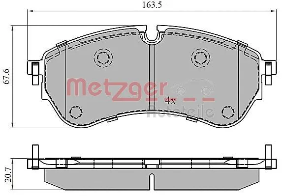 1170906 METZGER Комплект тормозных колодок, дисковый тормоз (фото 3)