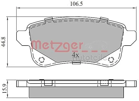 1170909 METZGER Комплект тормозных колодок, дисковый тормоз (фото 3)