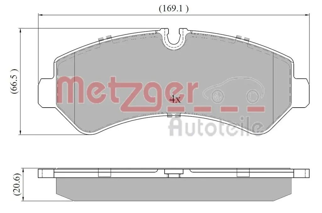 1170948 METZGER Комплект тормозных колодок, дисковый тормоз (фото 1)