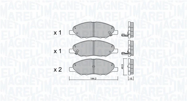363916060971 MAGNETI MARELLI Комплект тормозных колодок, дисковый тормоз (фото 1)
