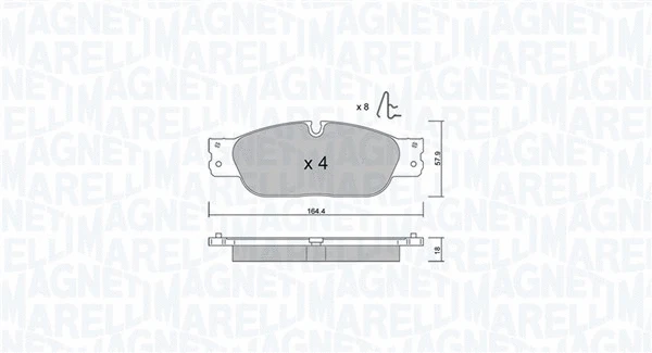 363916061203 MAGNETI MARELLI Комплект тормозных колодок, дисковый тормоз (фото 1)