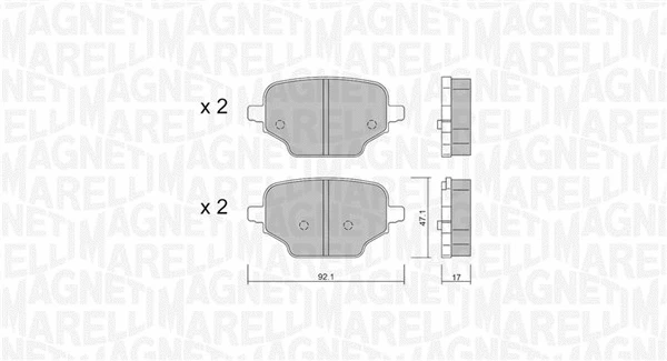 363916061220 MAGNETI MARELLI Комплект тормозных колодок, дисковый тормоз (фото 1)