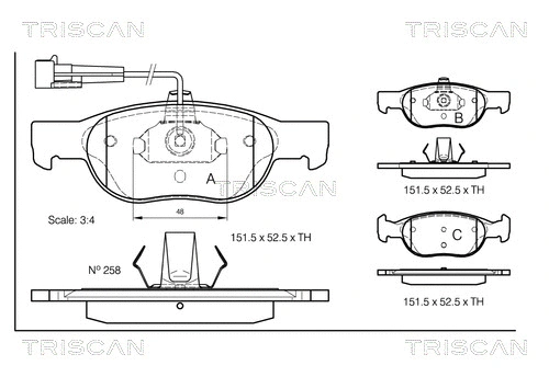 8110 15006 TRISCAN Комплект тормозных колодок, дисковый тормоз (фото 1)