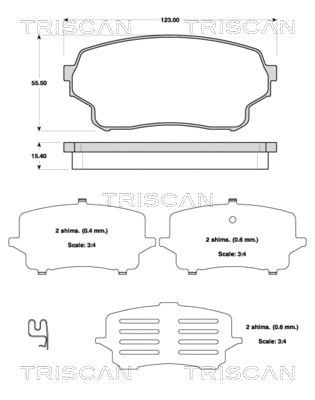 8110 69016 TRISCAN Комплект тормозных колодок, дисковый тормоз (фото 1)