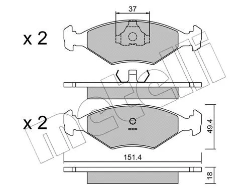 22-0057-2 METELLI Комплект тормозных колодок, дисковый тормоз (фото 1)