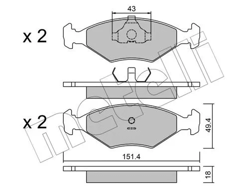 22-0057-3 METELLI Комплект тормозных колодок, дисковый тормоз (фото 1)