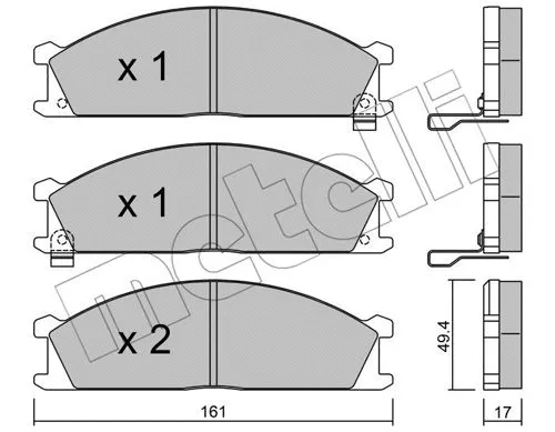 22-0107-1 METELLI Комплект тормозных колодок, дисковый тормоз (фото 1)
