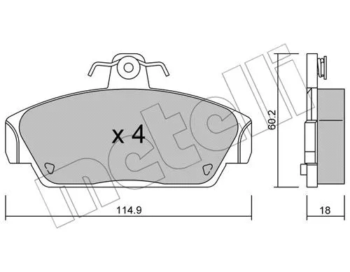 22-0121-0 METELLI Комплект тормозных колодок, дисковый тормоз (фото 1)