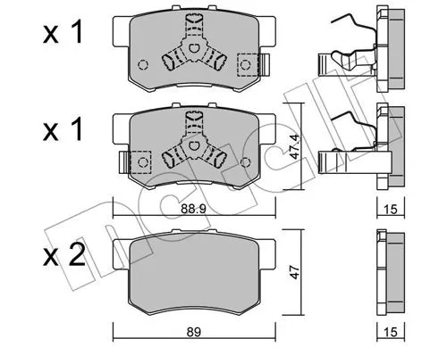 22-0173-1 METELLI Комплект тормозных колодок, дисковый тормоз (фото 1)