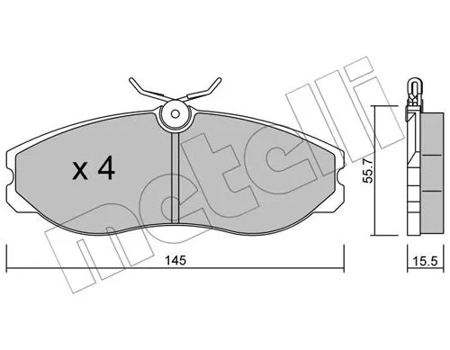 22-0198-0 METELLI Комплект тормозных колодок, дисковый тормоз (фото 1)