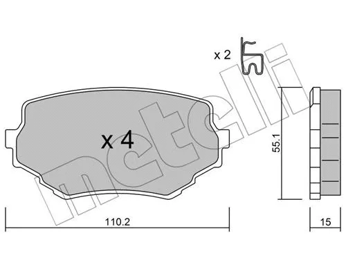 22-0249-0 METELLI Комплект тормозных колодок, дисковый тормоз (фото 1)