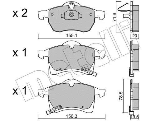 22-0258-0 METELLI Комплект тормозных колодок, дисковый тормоз (фото 1)