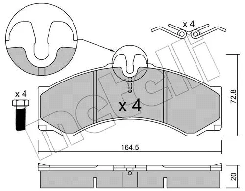 22-0262-0 METELLI Комплект тормозных колодок, дисковый тормоз (фото 1)