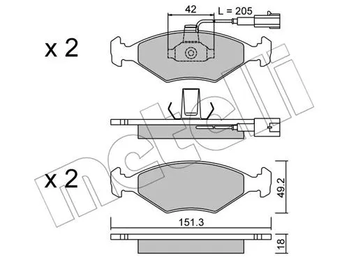 22-0273-1 METELLI Комплект тормозных колодок, дисковый тормоз (фото 1)