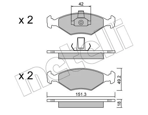 22-0273-2 METELLI Комплект тормозных колодок, дисковый тормоз (фото 1)
