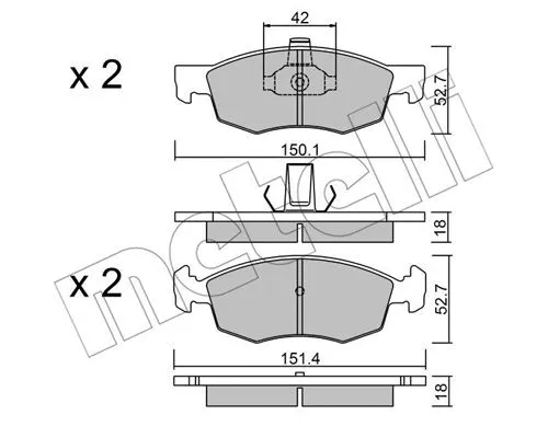 22-0274-2 METELLI Комплект тормозных колодок, дисковый тормоз (фото 1)