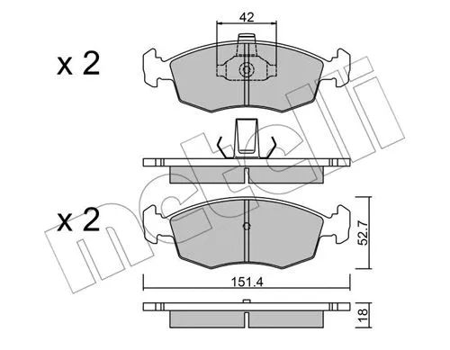 22-0274-3 METELLI Комплект тормозных колодок, дисковый тормоз (фото 1)