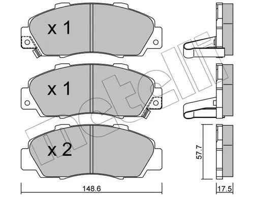 22-0298-0 METELLI Комплект тормозных колодок, дисковый тормоз (фото 1)