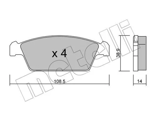 22-0367-0 METELLI Комплект тормозных колодок, дисковый тормоз (фото 1)
