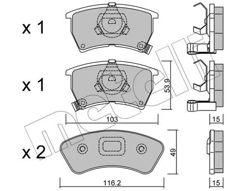 22-0386-0 METELLI Комплект тормозных колодок, дисковый тормоз (фото 1)