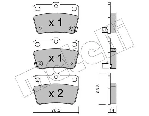 22-0431-0 METELLI Комплект тормозных колодок, дисковый тормоз (фото 1)