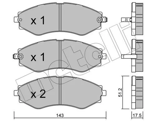 22-0509-0 METELLI Комплект тормозных колодок, дисковый тормоз (фото 1)