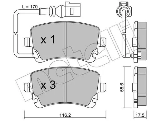 22-0554-0 METELLI Комплект тормозных колодок, дисковый тормоз (фото 1)