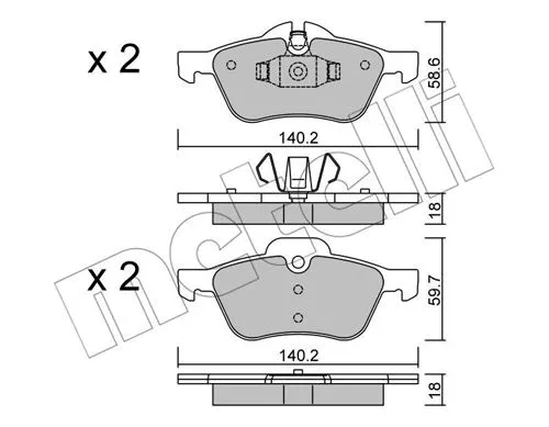 22-0555-0 METELLI Комплект тормозных колодок, дисковый тормоз (фото 1)