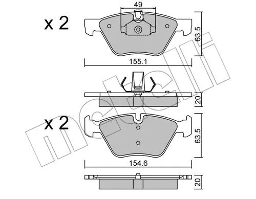 22-0557-0 METELLI Комплект тормозных колодок, дисковый тормоз (фото 1)