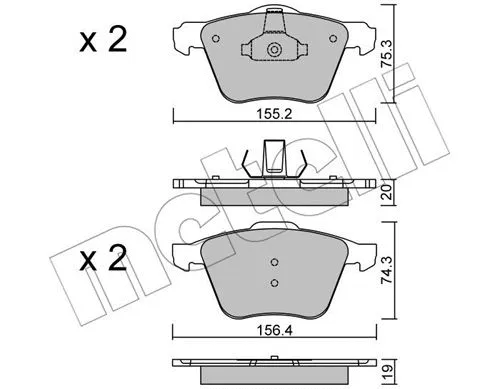 22-0599-1 METELLI Комплект тормозных колодок, дисковый тормоз (фото 1)