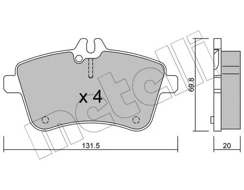 22-0647-0 METELLI Комплект тормозных колодок, дисковый тормоз (фото 1)